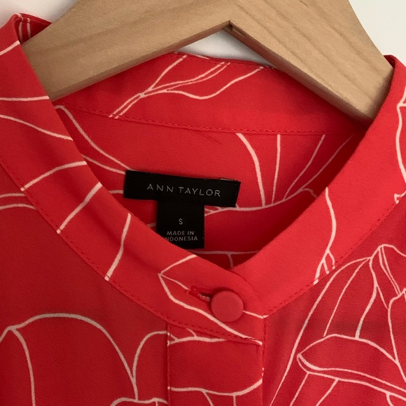 Ann Taylor Long Sleeve Blouse Orange Floral Print - Picture 2 of 4